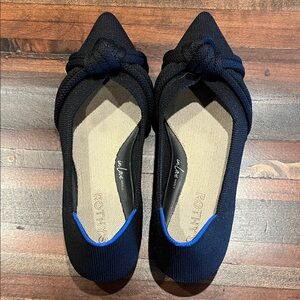 Rothy's Black Flats with Blue Accents